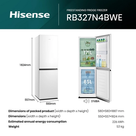 Hisense 55cm 50/50 Frost Free Fridge Freezer - White - Image 4